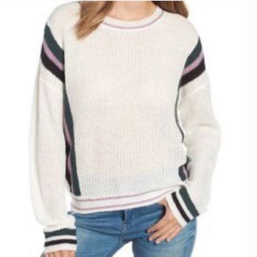 BP White Knit Sweater Green and Purple box detail